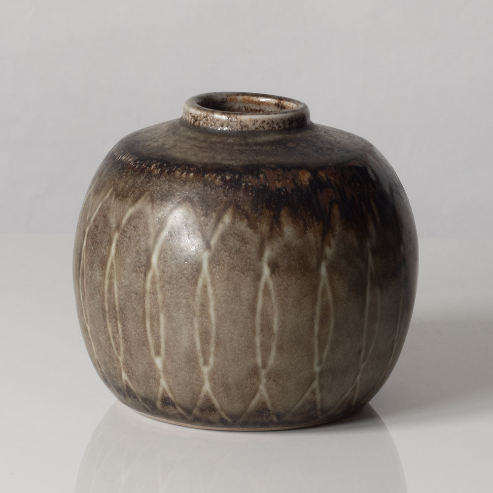 Carl Harry Stålhane for Rörstrand, Sweden, unique stoneware vase with brown glaze L3220