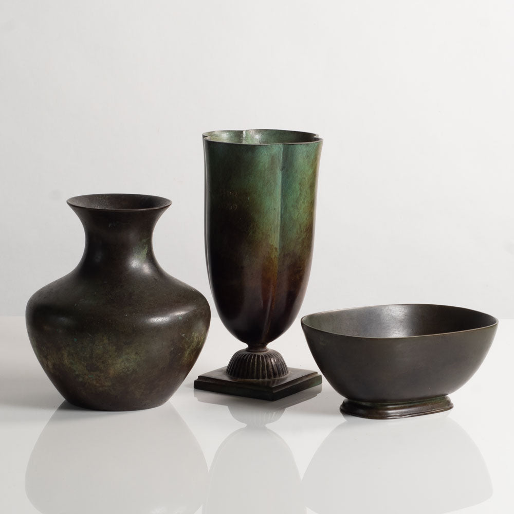 Three bronze vessels by Just Andersen for GAB, Sweden