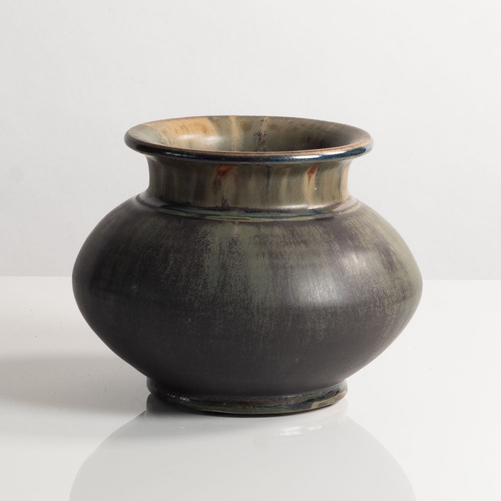 Carl Halier, own studio, Denmark, unique stoneware vase with olive glaze M4235