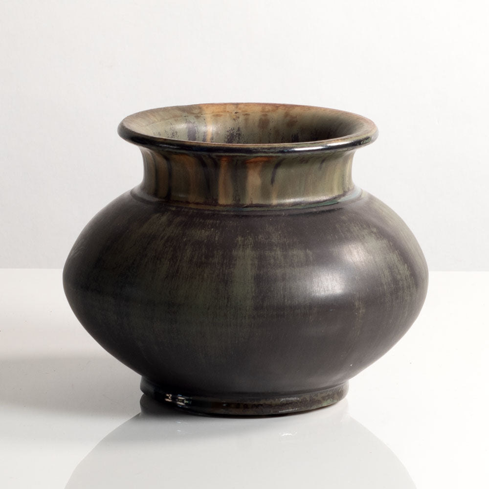 Carl Halier, own studio, Denmark, unique stoneware vase with olive glaze M4235