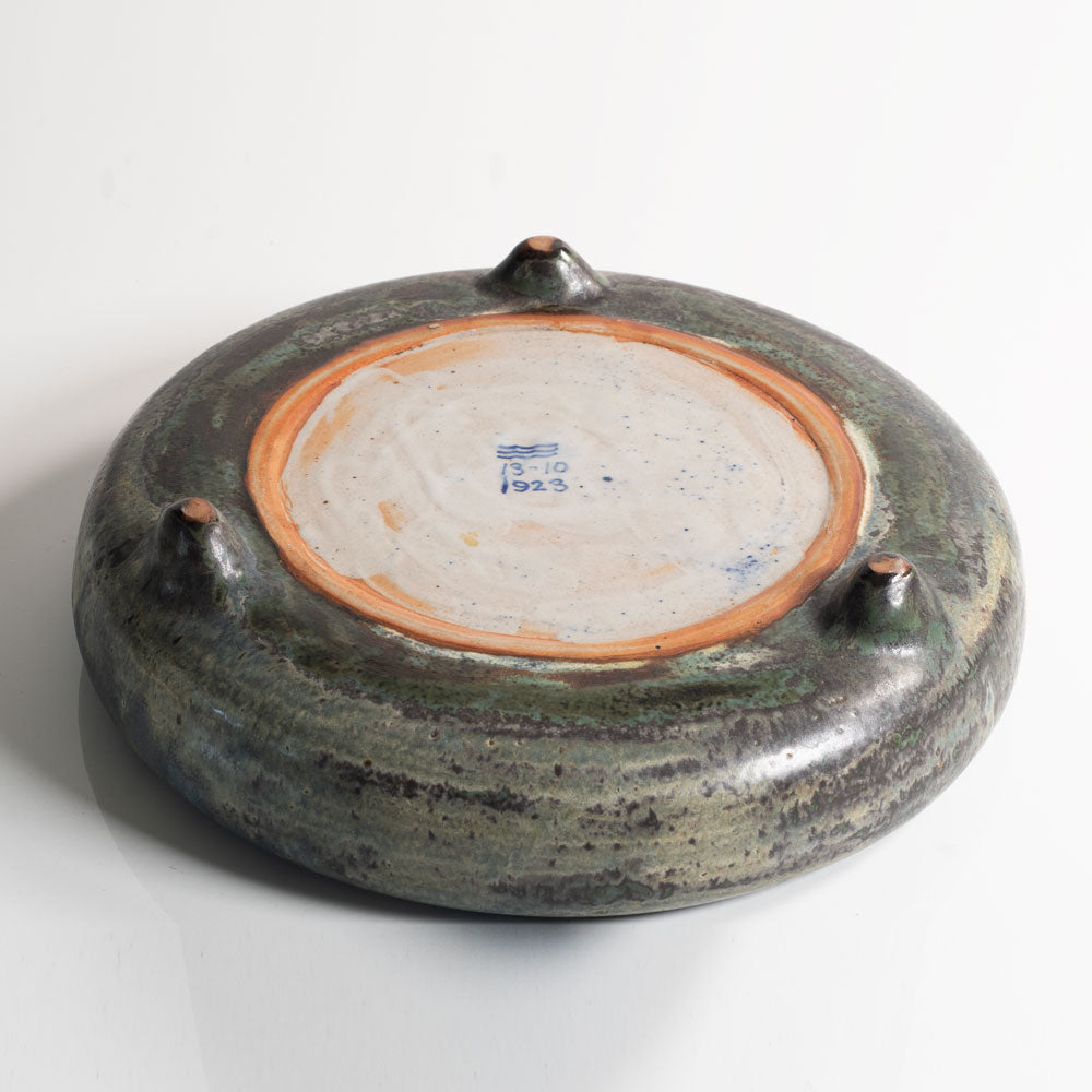 Carl Halier and Patrick Nordstrom for Royal Copenhagen, Denmark, unique stoneware bowl with blue-gray haresfur glaze M4302