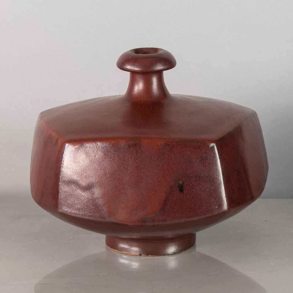 Horst Kerstan, Germany, unique large stoneware vase with speckled semi-matte reddish brown glaze H1511