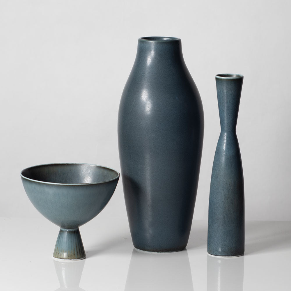 Three vessels with blue glaze by Carl Harry Stålhane for Rörstrand, Sweden