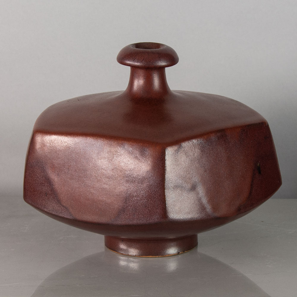 Horst Kerstan, Germany, unique large stoneware vase with speckled semi-matte reddish brown glaze H1511