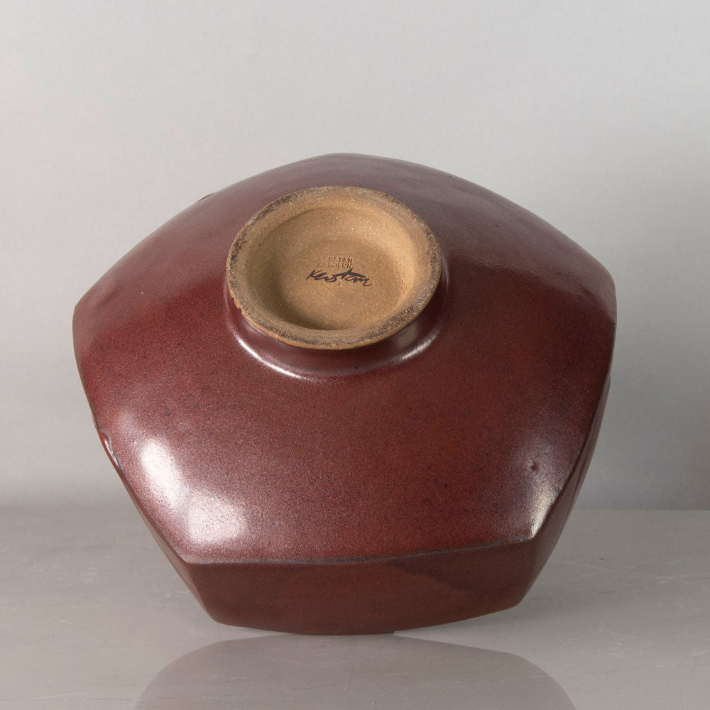 Horst Kerstan, Germany, unique large stoneware vase with speckled semi-matte reddish brown glaze H1511