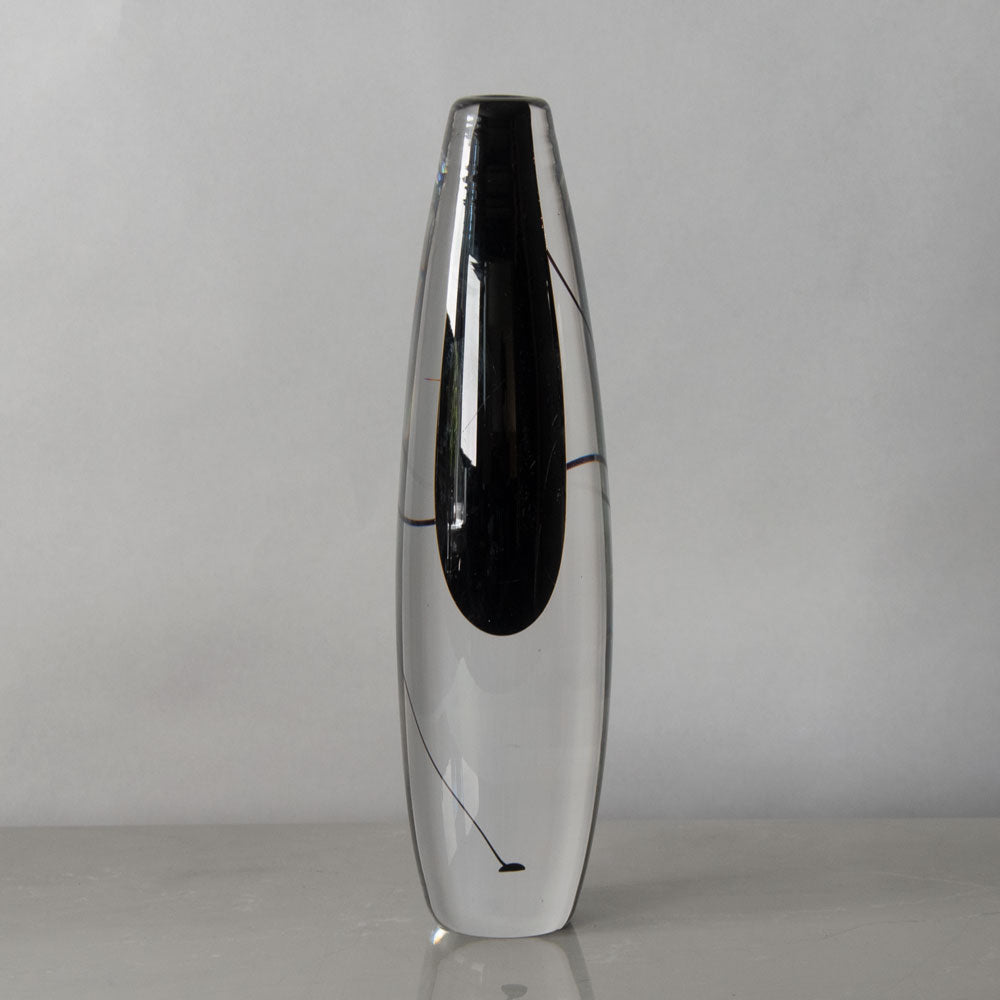 Vicke Lindstrand for Kosta, Sweden, vase in clear and black glass