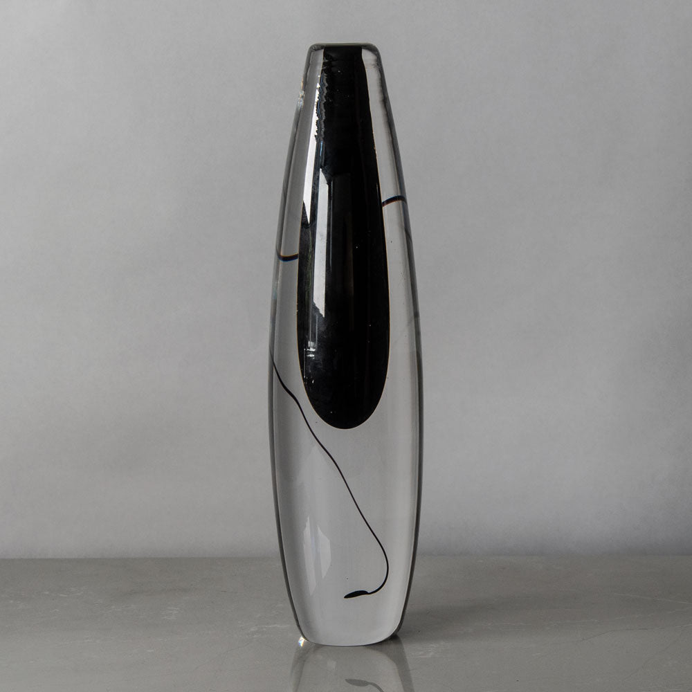 Vicke Lindstrand for Kosta, Sweden, vase in clear and black glass