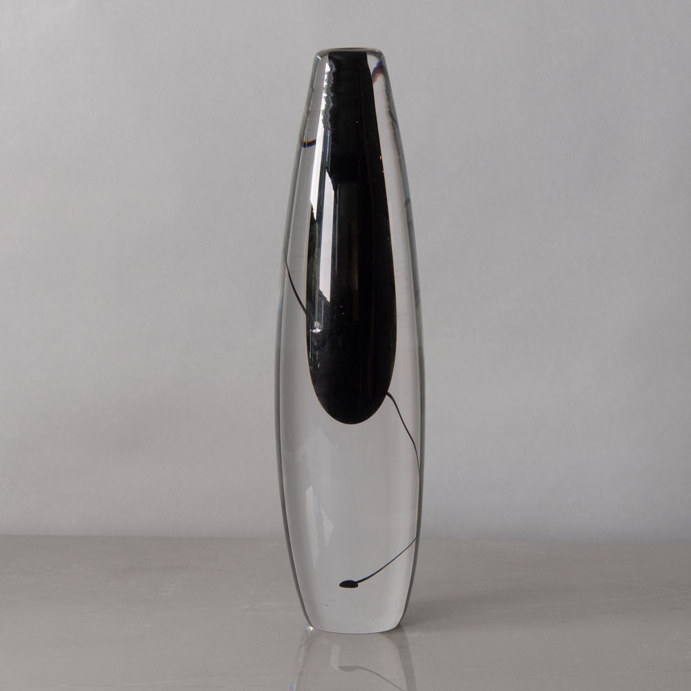 Vicke Lindstrand for Kosta, Sweden, vase in clear and black glass