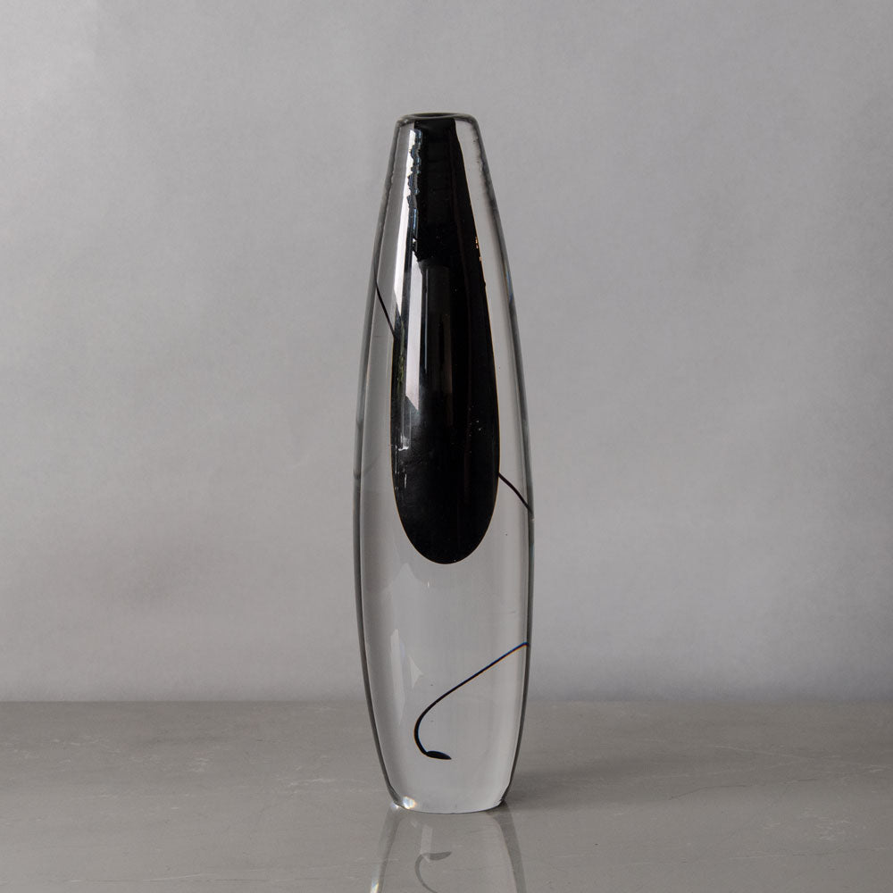 Vicke Lindstrand for Kosta, Sweden, vase in clear and black glass