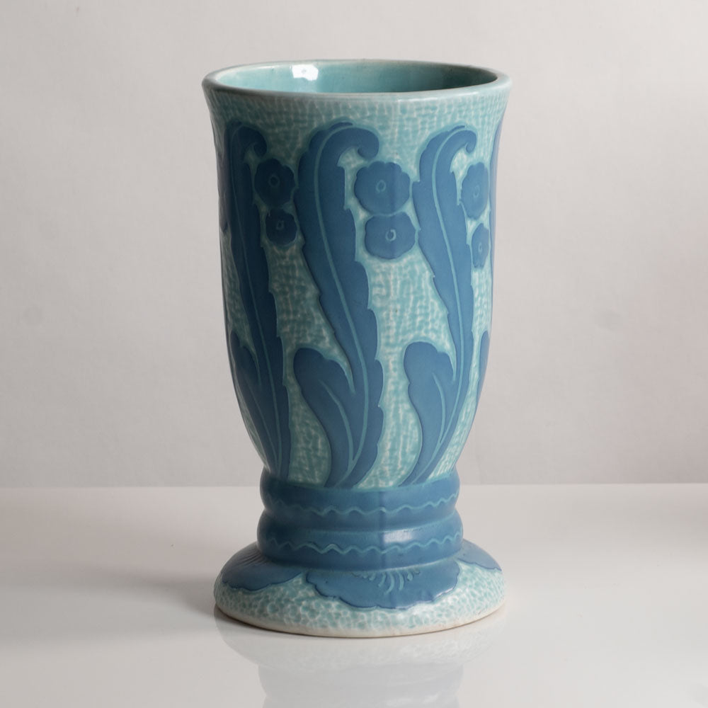 Josef Ekberg for Gustavsberg, Sweden, unique carved art nouveau stoneware vase M4167