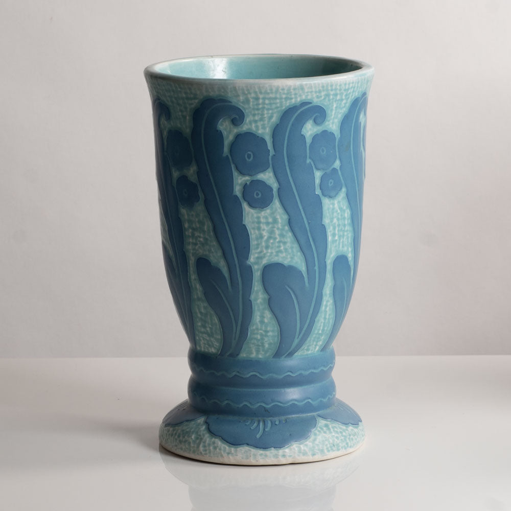 Josef Ekberg for Gustavsberg, Sweden, unique carved art nouveau stoneware vase M4167
