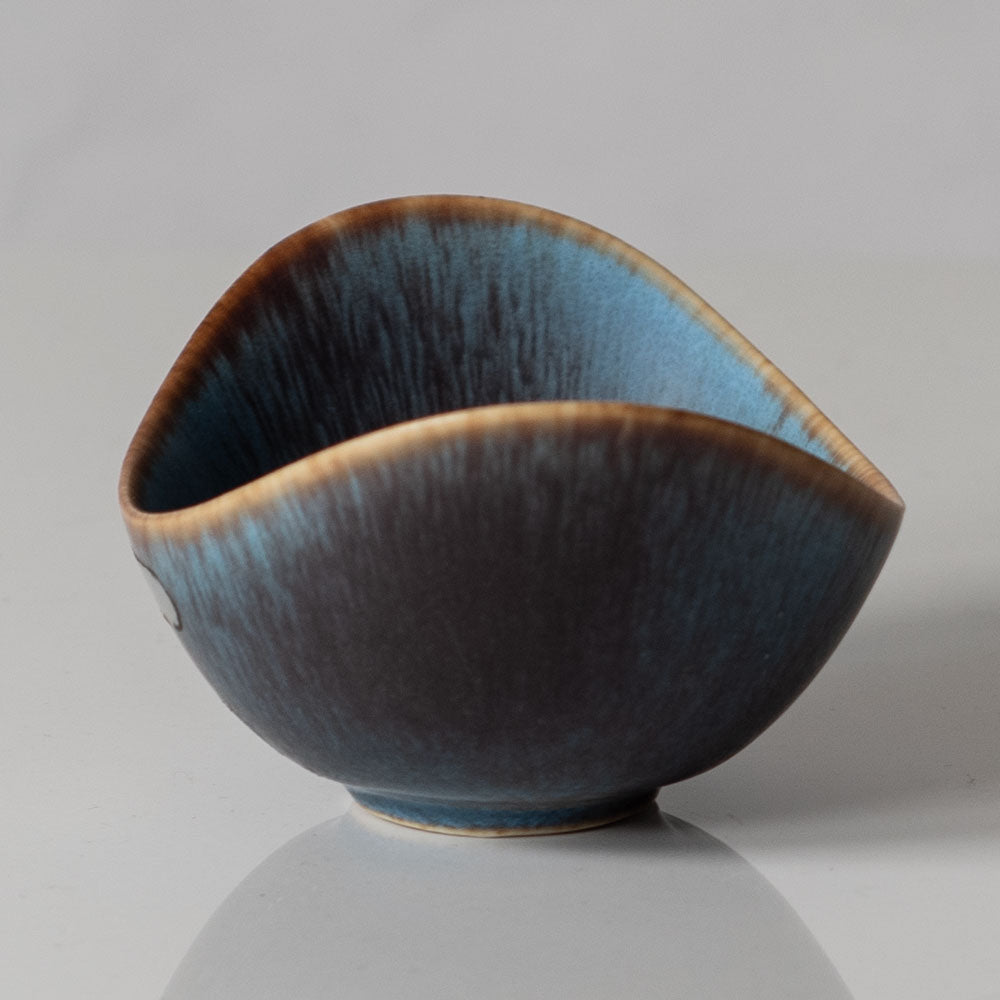 Gunnar Nylund for Rörstrand, ceramic elliptical bowl with blue and brown glaze L3298