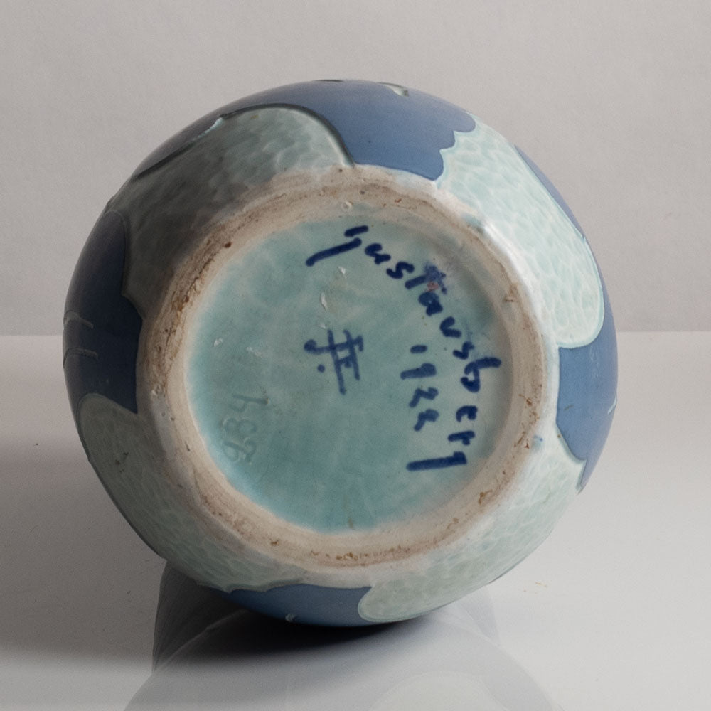 Josef Ekberg for Gustavsberg, Sweden, unique carved art nouveau stoneware vase L3639