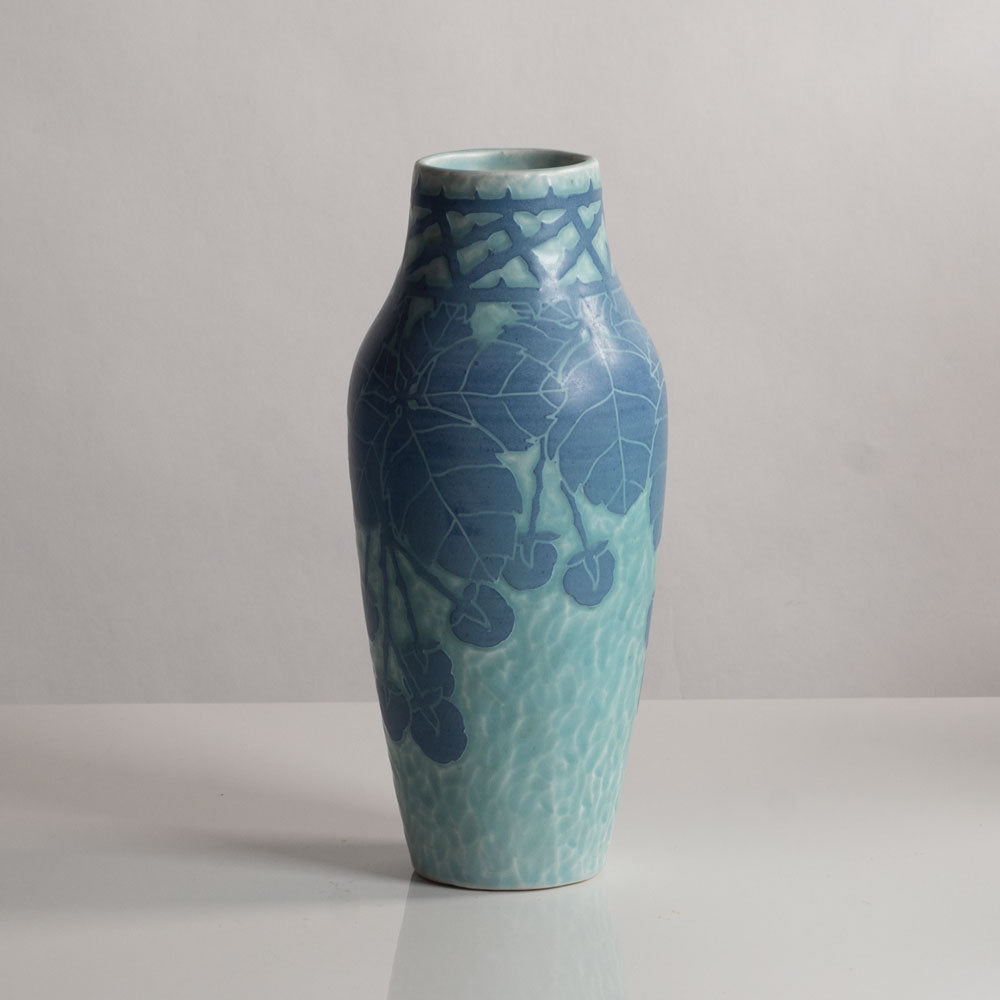 Josef Ekberg for Gustavsberg, Sweden, unique carved art nouveau stoneware vase M4227