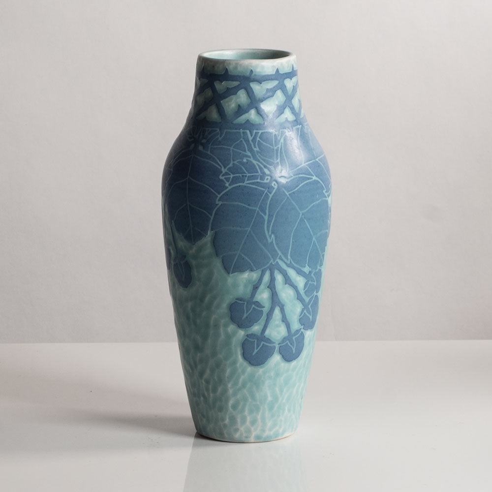 Josef Ekberg for Gustavsberg, Sweden, unique carved art nouveau stoneware vase M4227