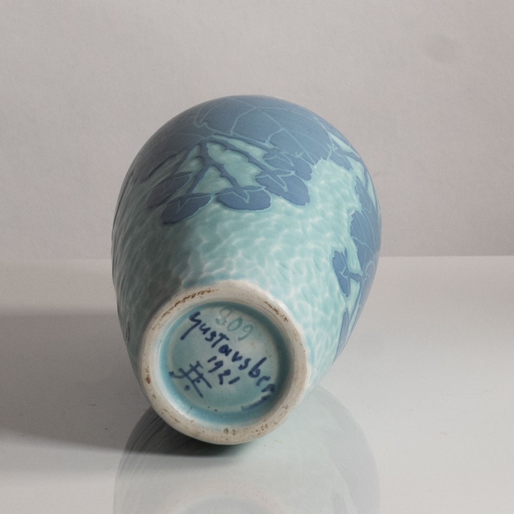 Josef Ekberg for Gustavsberg, Sweden, unique carved art nouveau stoneware vase M4227