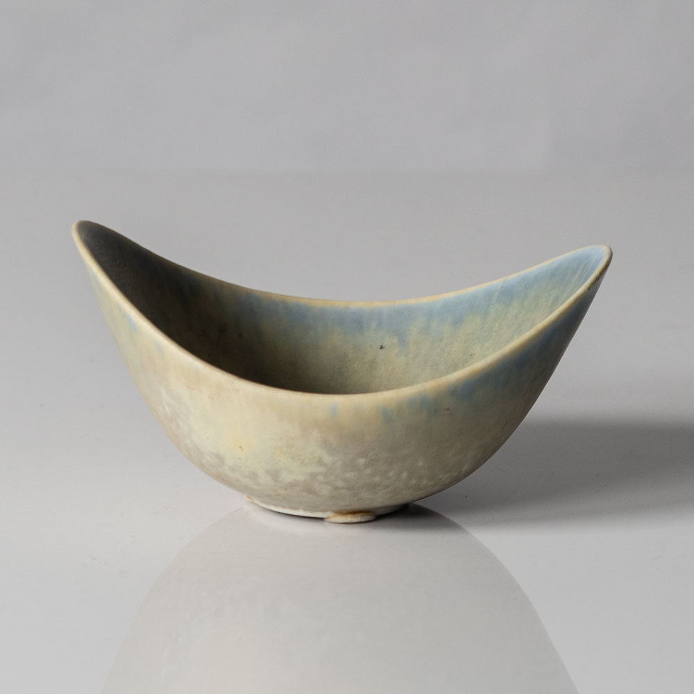 Gunnar Nylund for Rörstrand, ovoid bowl  with yellow and blue  glaze L3346