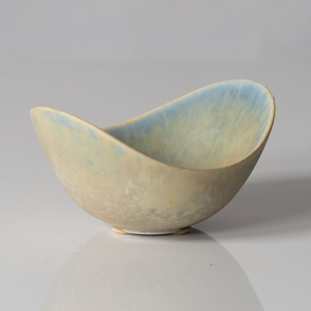 Gunnar Nylund for Rörstrand, ovoid bowl  with yellow and blue  glaze L3346