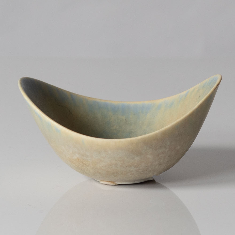 Gunnar Nylund for Rörstrand, ovoid bowl  with yellow and blue  glaze L3346