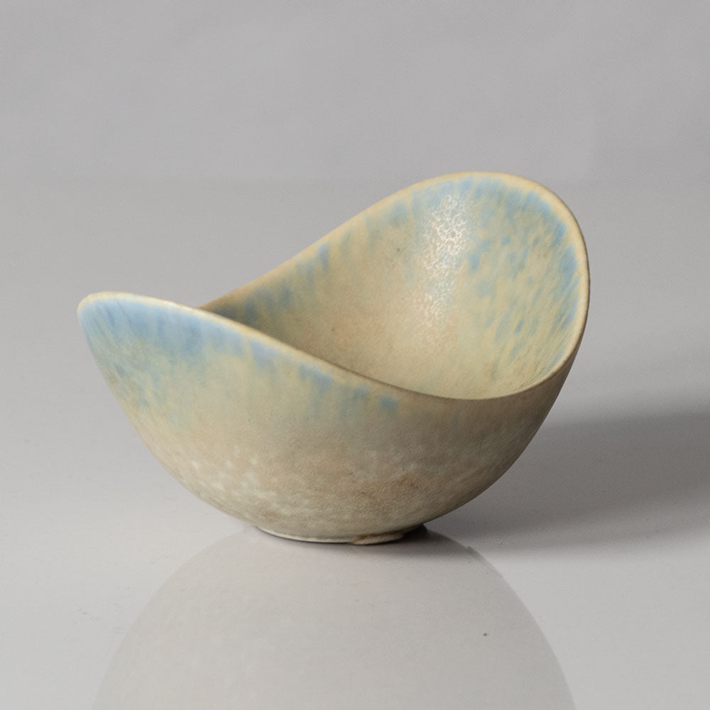 Gunnar Nylund for Rörstrand, ovoid bowl  with yellow and blue  glaze L3346