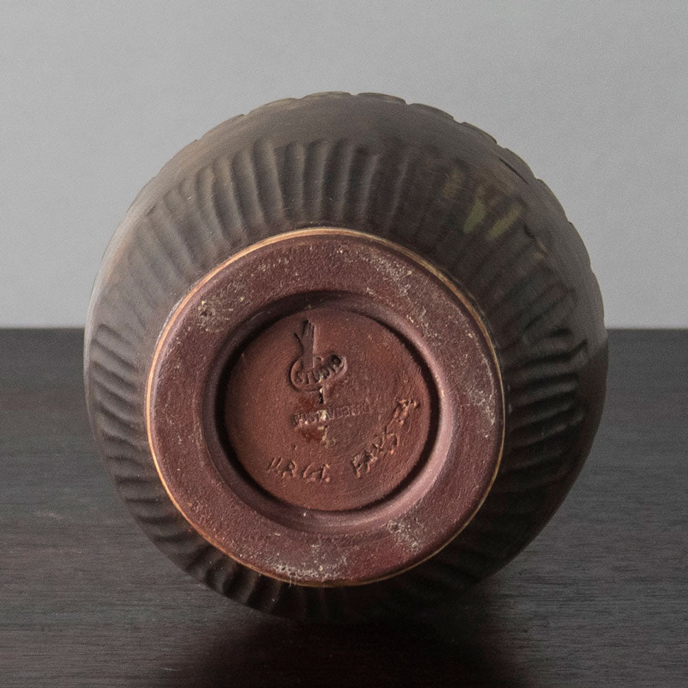 Wilhelm Kåge for Gustavsberg "Farsta" vase with brown and moss green glaze G9430