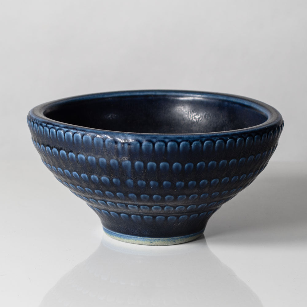 Kåge Verkstad stoneware bowl with dark blue haresfur glaze L3334