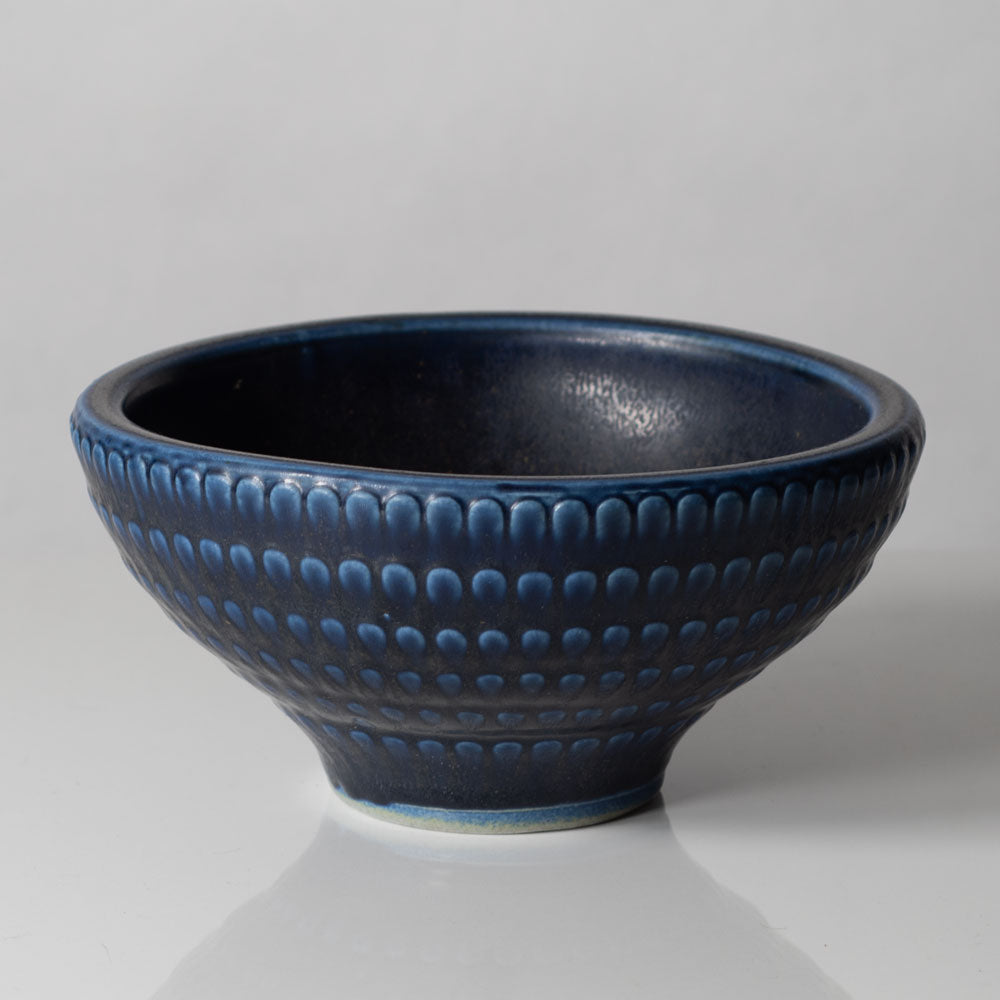 Kåge Verkstad stoneware bowl with dark blue haresfur glaze L3334