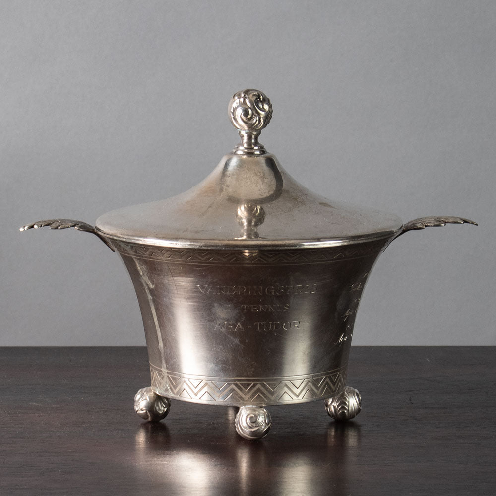 Swedish silver lidded jar with inscription J1430