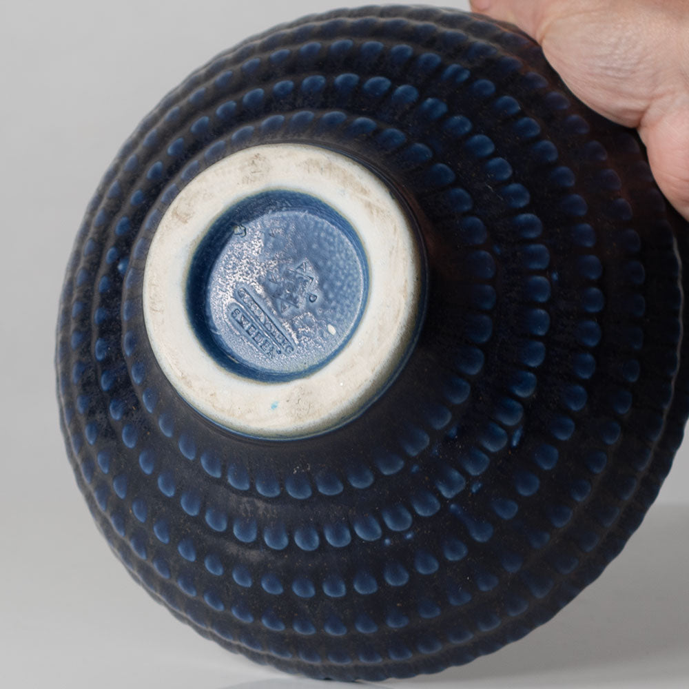 Kåge Verkstad stoneware bowl with dark blue haresfur glaze L3334