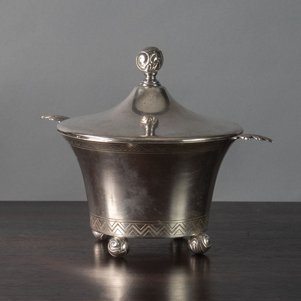 Swedish silver lidded jar with inscription J1430