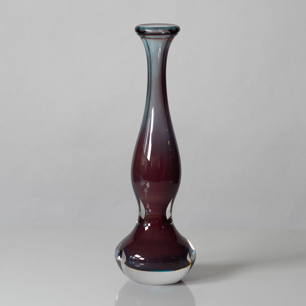 Nils Landberg for Orrefors, Sweden, long necked bud vase L3319
