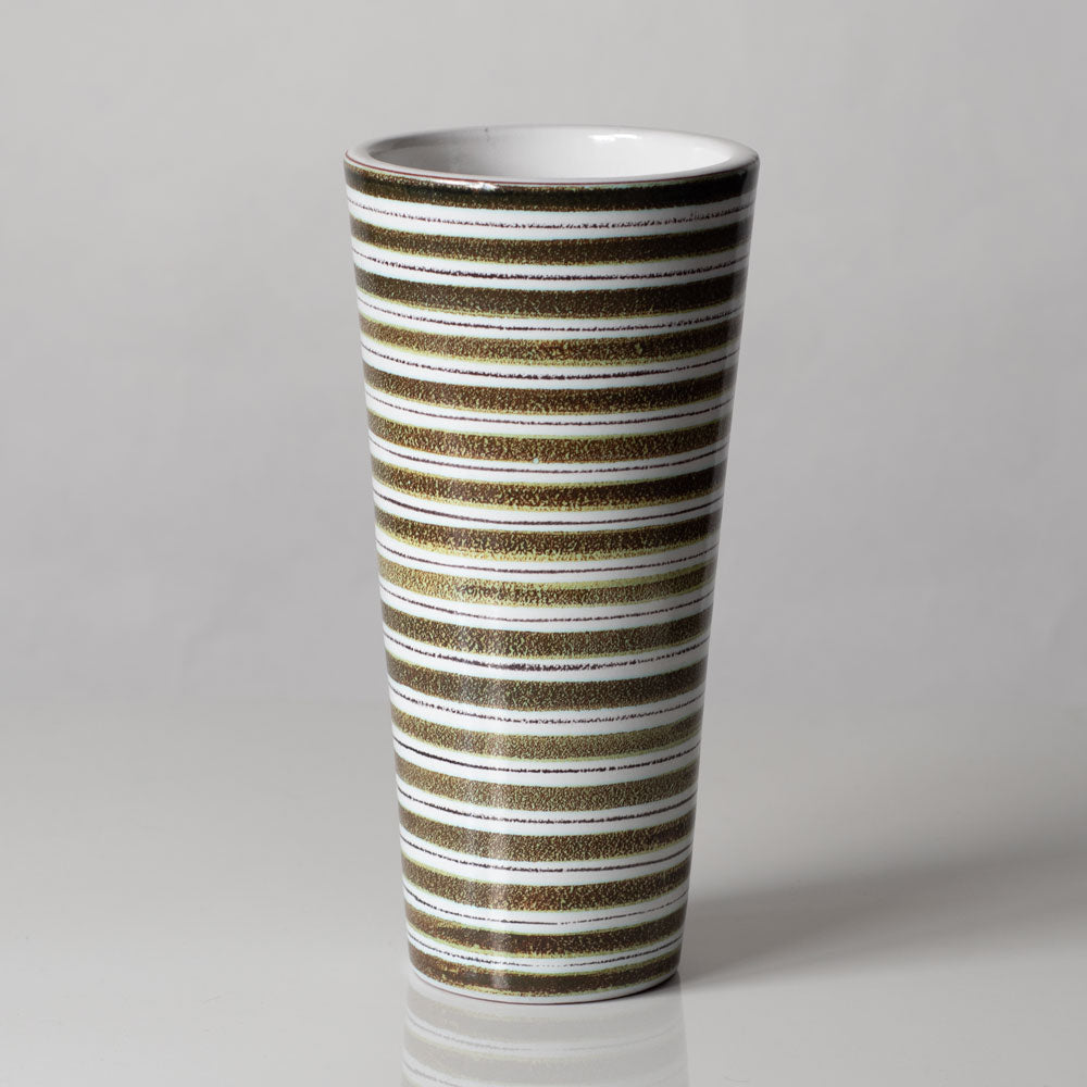 Stig Lindberg for Gustavsberg, Sweden, faiance vase with brown, green and white decoration L3341