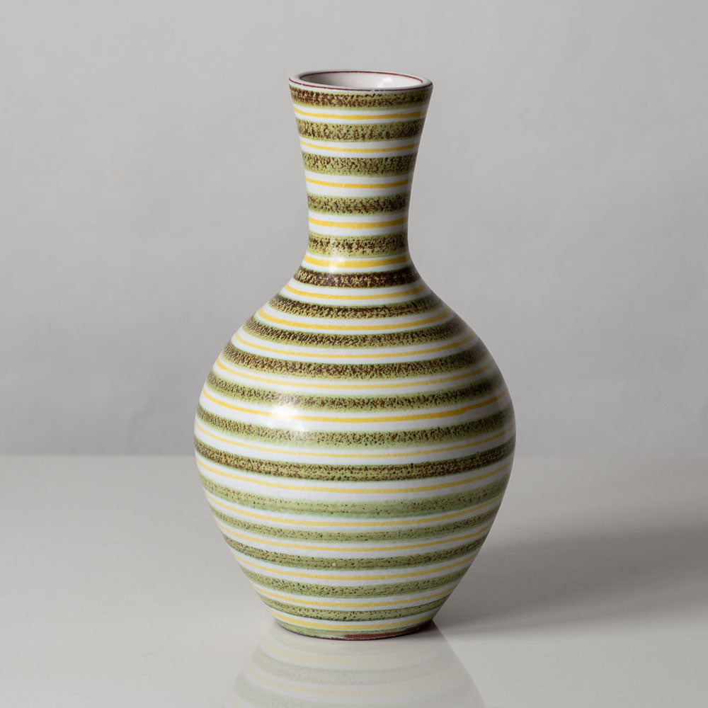 Stig Lindberg for Gustavsberg, Sweden, faiance vase with yellow, green and white decoration L3342