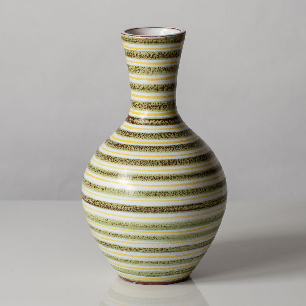 Stig Lindberg for Gustavsberg, Sweden, faiance vase with yellow, green and white decoration L3342