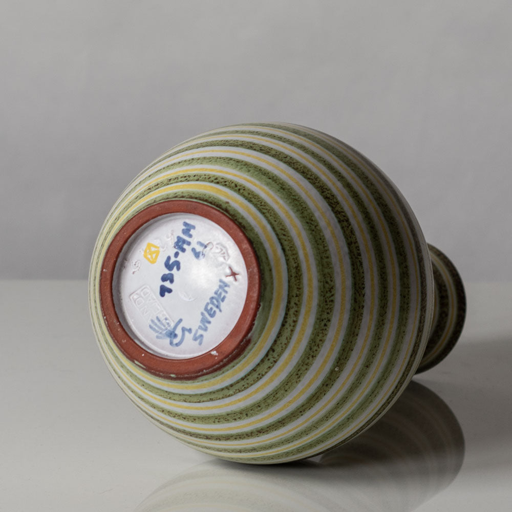 Stig Lindberg for Gustavsberg, Sweden, faiance vase with yellow, green and white decoration L3342