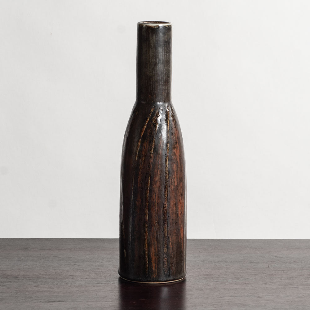Carl Harry Stålhane for Rörstrand, Sweden, unique stoneware vase with brown glaze M5461