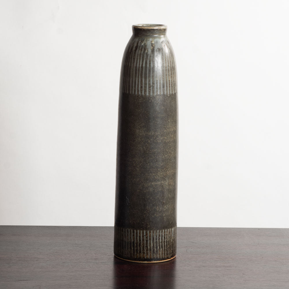 Carl Harry Stålhane for Rörstrand, Sweden, unique stoneware vase with brown glaze M4266