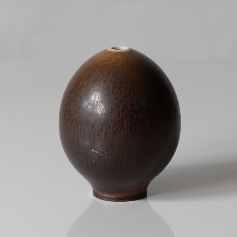 Berndt Friberg for Gustavsberg, Sweden, egg-shaped vase with brown haresfur glaze K2728