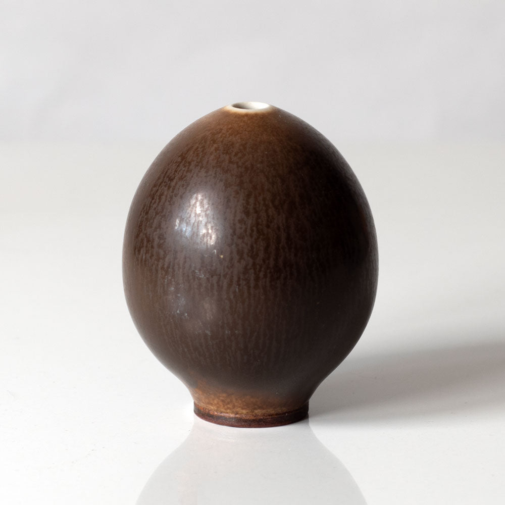 Berndt Friberg for Gustavsberg, Sweden, egg-shaped vase with brown haresfur glaze K2728