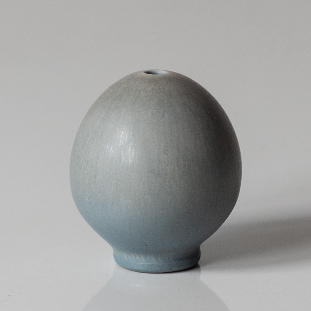 Berndt Friberg for Gustavsberg, Sweden, miniature egg-shaped vase with gray haresfur glaze K2729