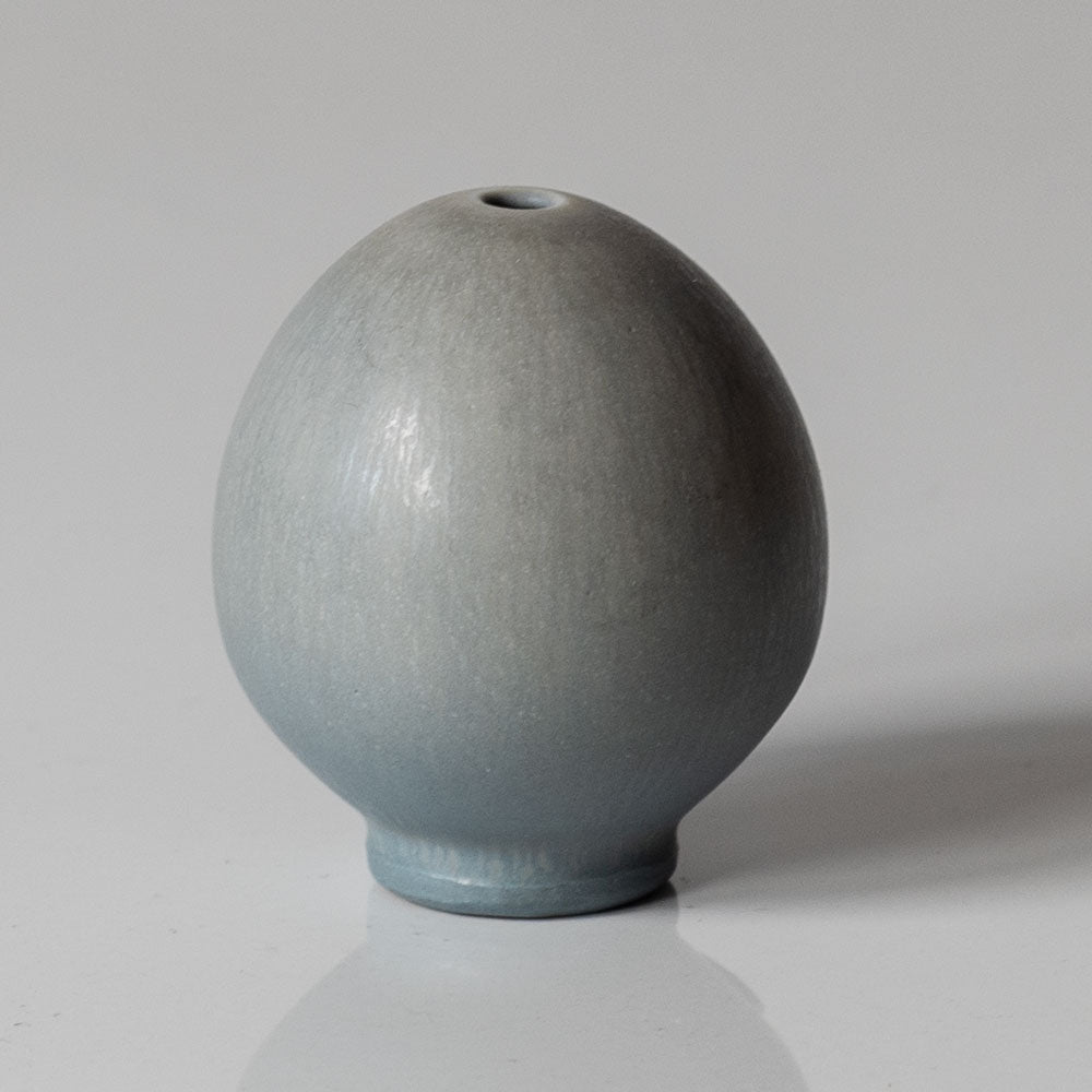 Berndt Friberg for Gustavsberg, Sweden, miniature egg-shaped vase with gray haresfur glaze K2729