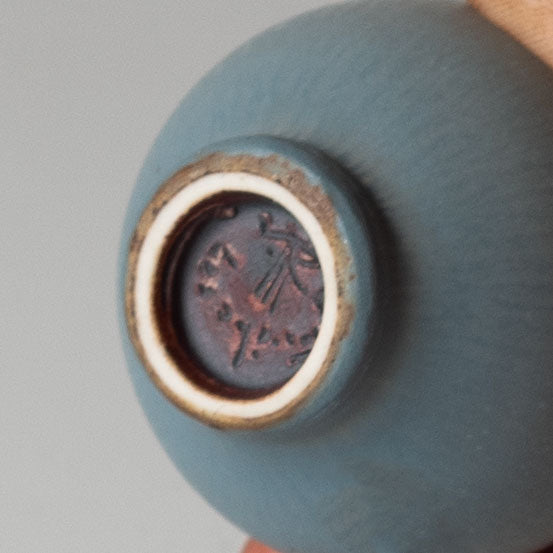 Berndt Friberg for Gustavsberg, Sweden, miniature egg-shaped vase with gray haresfur glaze K2729