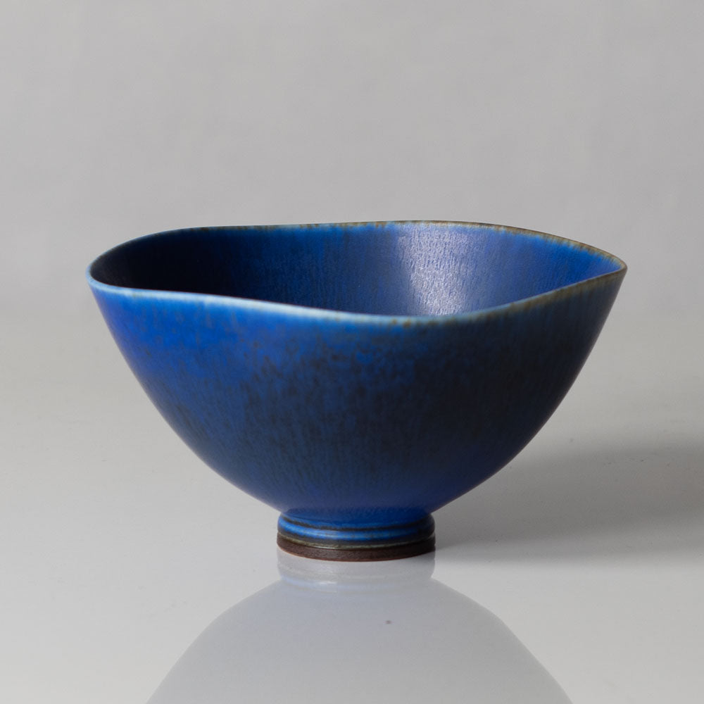 Berndt Friberg for Gustavsberg, Sweden, unique bowl with cobalt blue haresfur glaze K2919