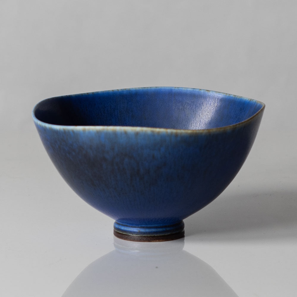 Berndt Friberg for Gustavsberg, Sweden, unique bowl with cobalt blue haresfur glaze K2919