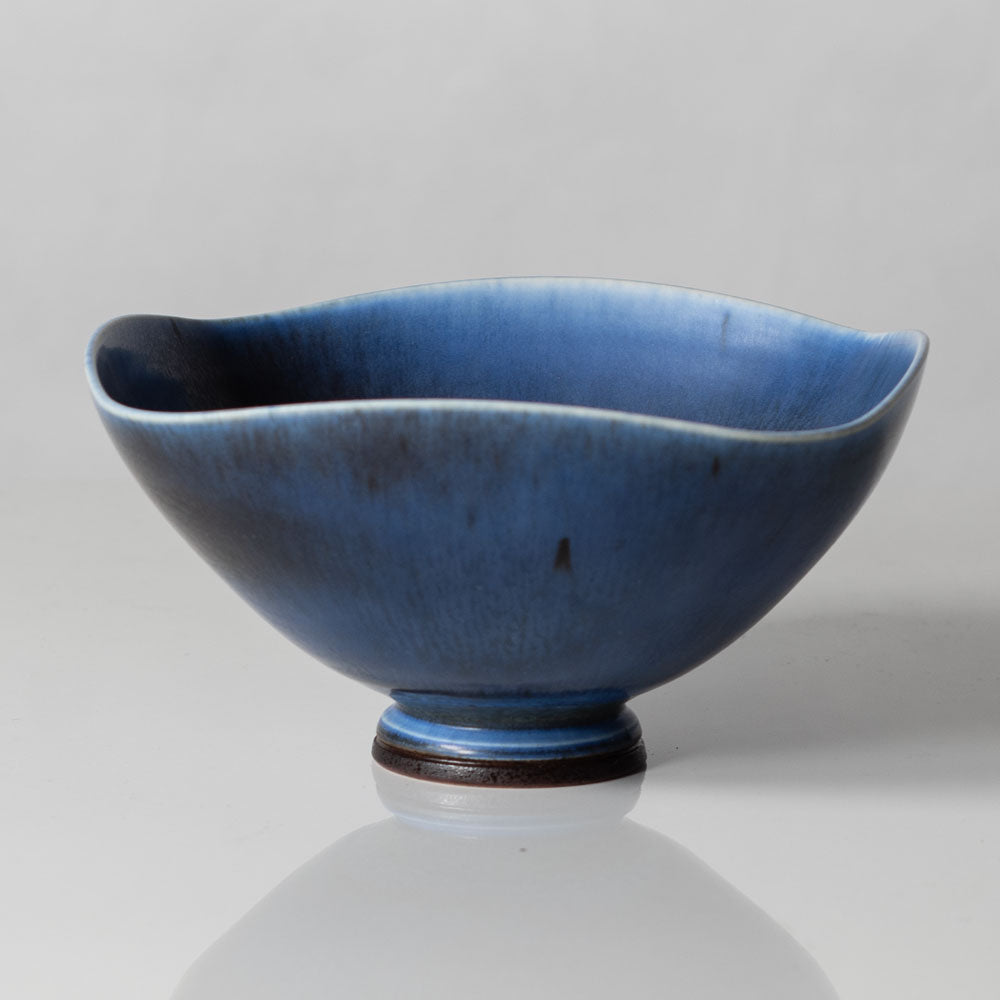 Berndt Friberg for Gustavsberg, Sweden, unique bowl with cobalt blue haresfur glaze L3078