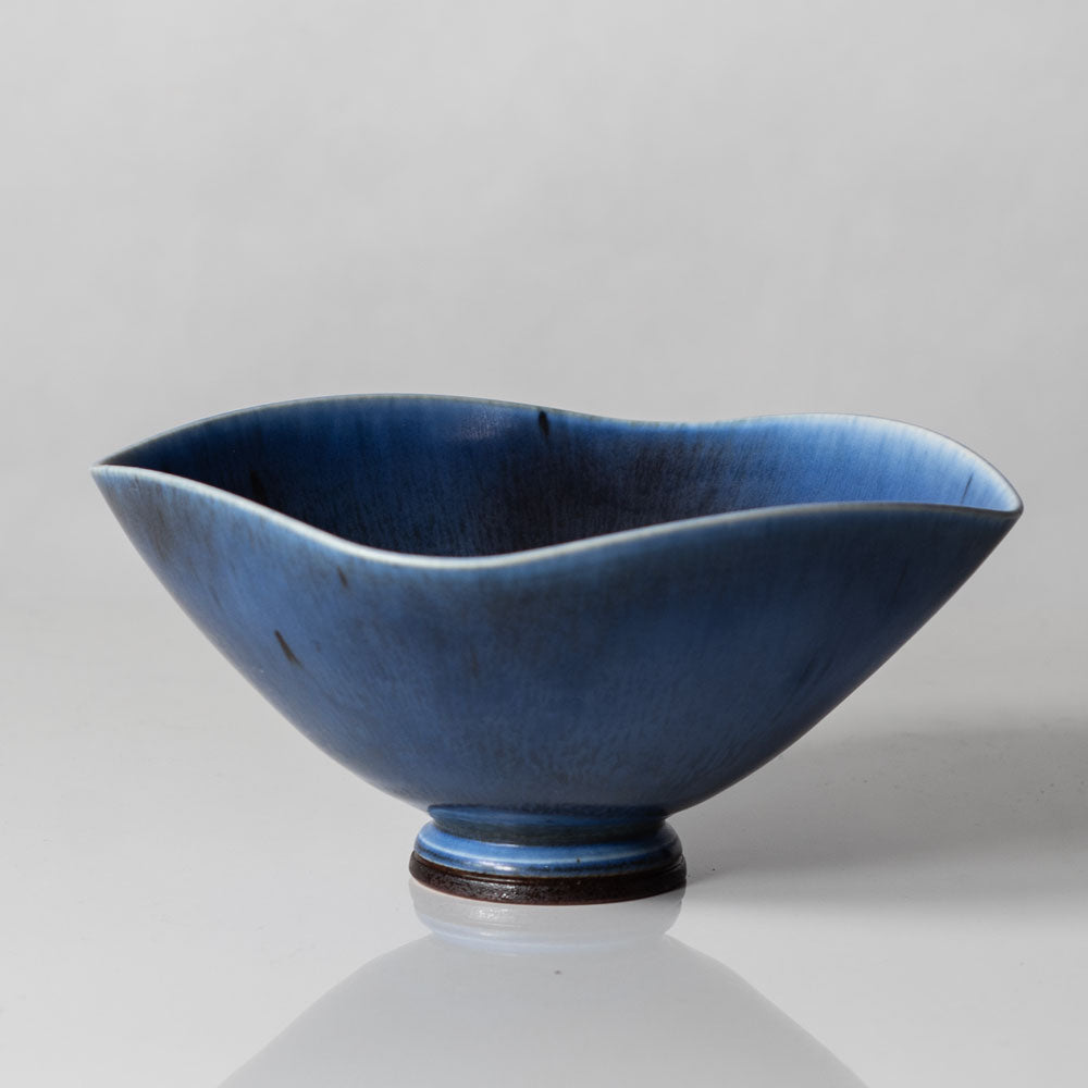 Berndt Friberg for Gustavsberg, Sweden, unique bowl with cobalt blue haresfur glaze L3078