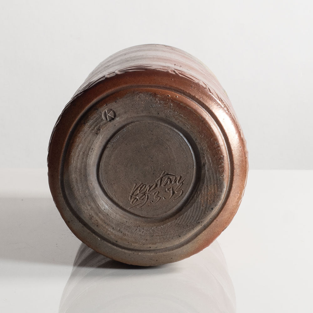 Horst Kerstan, Germany, unique stoneware vase with brick red glaze M4285