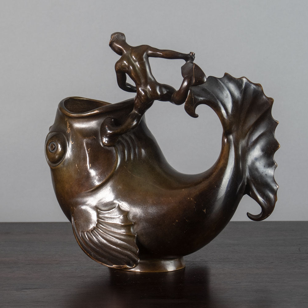 Just Andersen, Denmark, bronze fish and merman figure J1227