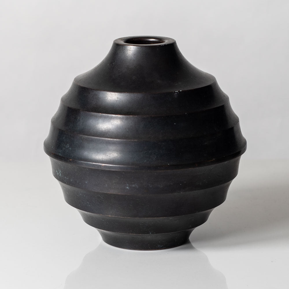 Nilsson & Johansson, Sweden, bronze ribbed vase L3379