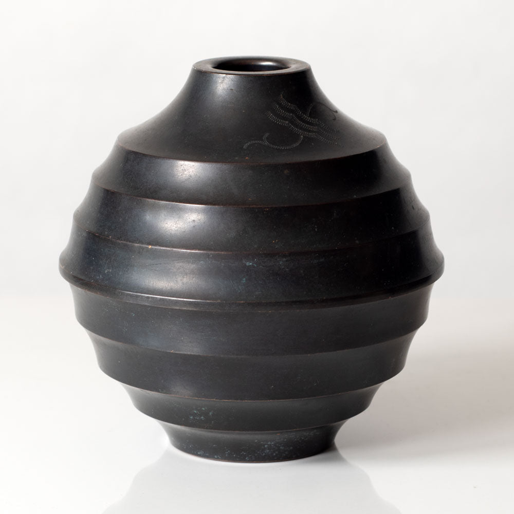 Nilsson & Johansson, Sweden, bronze ribbed vase L3379
